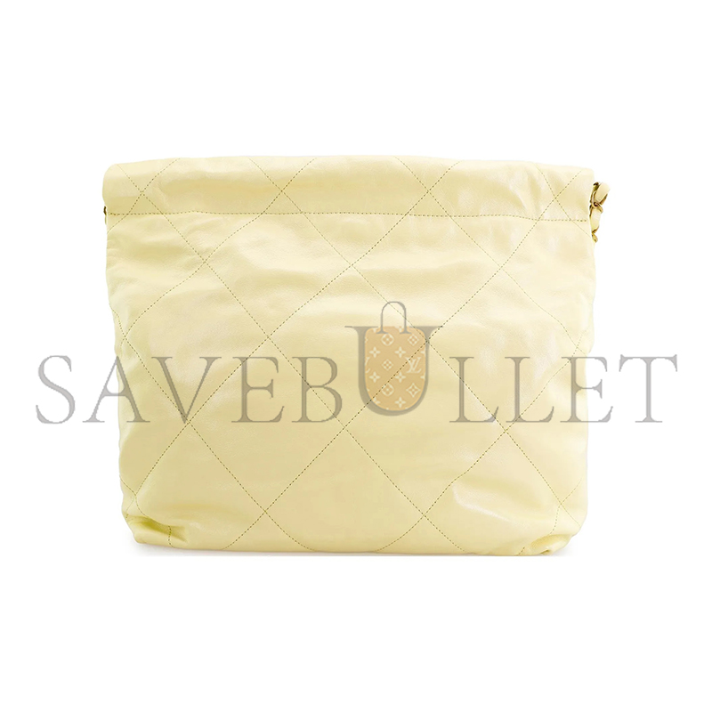 CHANEL 22 BAG YELLOW CALFSKIN GOLD HARDWARE AS3260 (39*35*7cm)